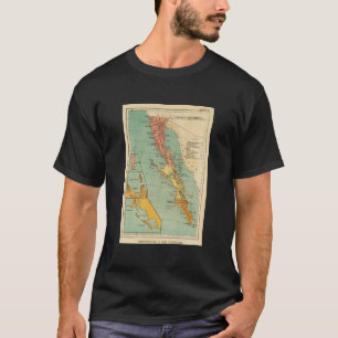 T-shirt Mapa do vintage de Baja California (1899)