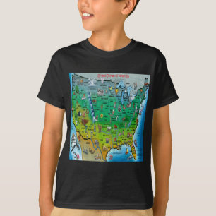 T-shirt Mapa dos desenhos animados dos EUA