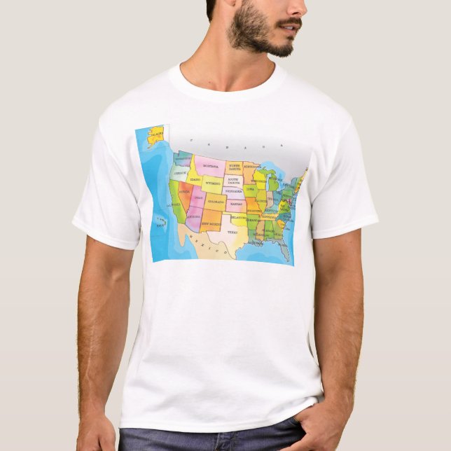 T-shirt Mapa dos estados dos EUA (Frente)