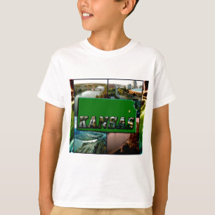 T-shirt Mapa e fotos de Kansas