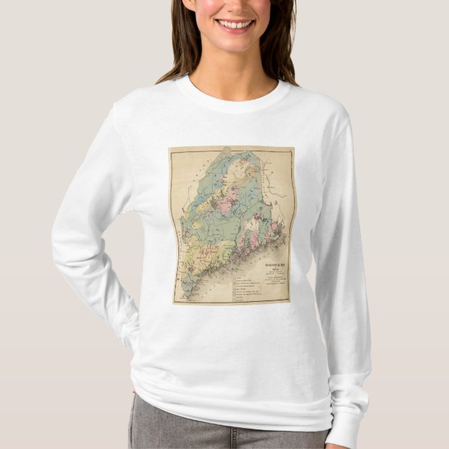 T-shirt Mapa Geological de Maine (Frente)