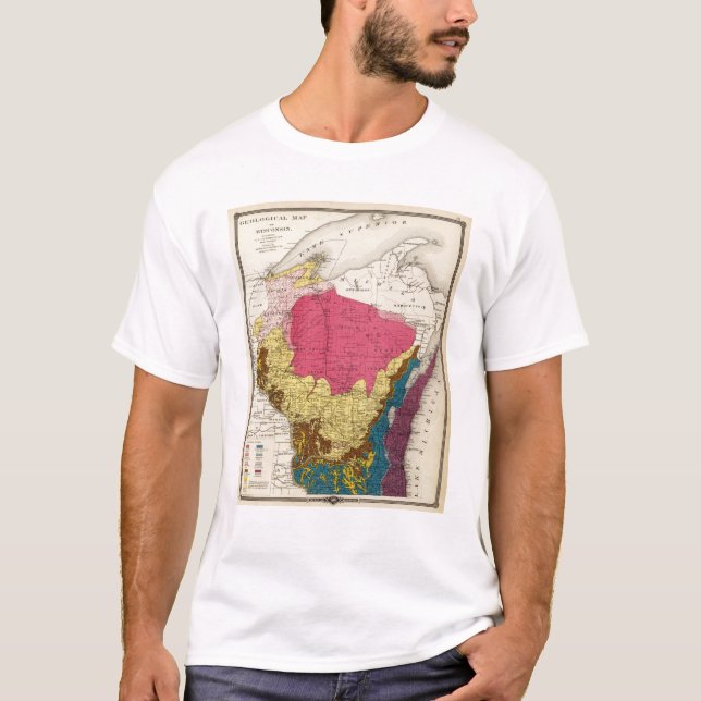 T-shirt Mapa Geological de Wisconsin (Frente)