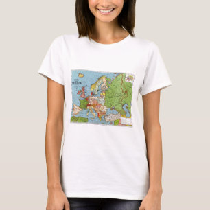 T-shirt Mapa Geral do Século 20 da Vintage Europa