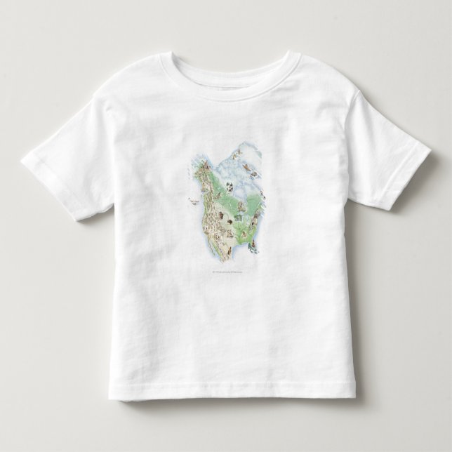 T-shirt Mapa ilustrado de America do Norte (Frente)