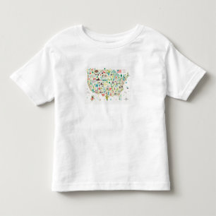 T-shirt Mapa ilustrado dos EUA
