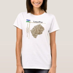 T-Shirt Mapa Lesoto + Bandeira + Título