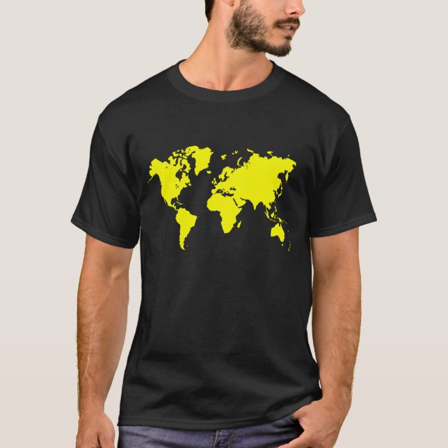 T-shirt Mapa Mundial - Amarelo (Frente)