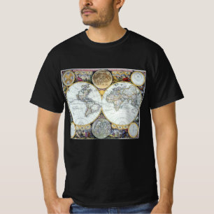 T-shirt Mapa Mundial Antigo, Atlas Maritimus de John Selle