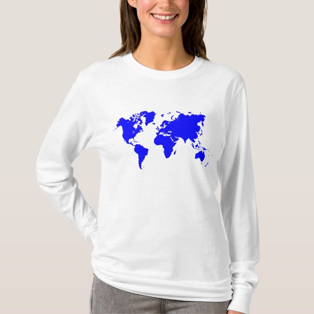 T-shirt Mapa Mundial - Azul (Frente)