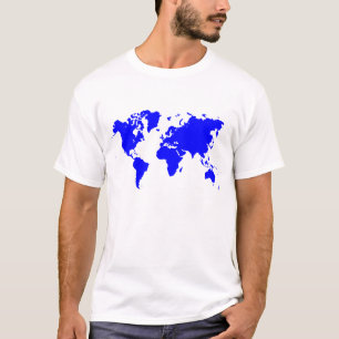 T-shirt Mapa Mundial - Azul