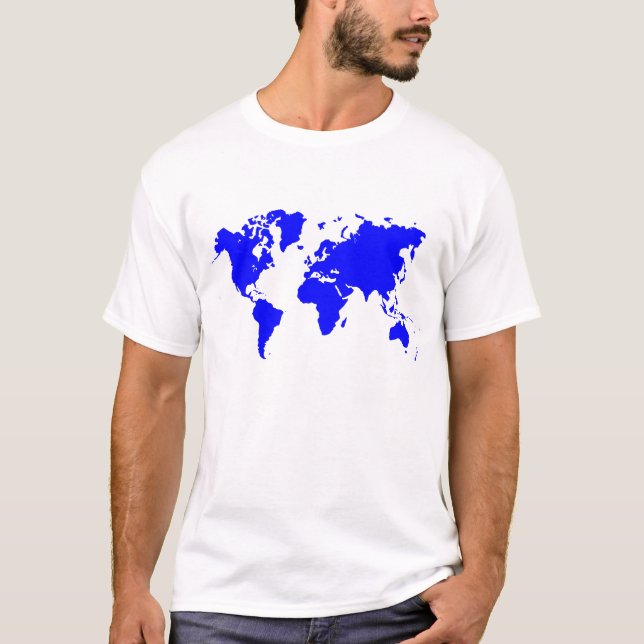 T-shirt Mapa Mundial - Azul (Frente)