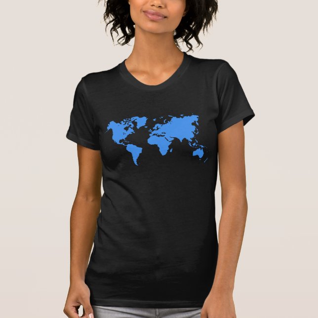 T-shirt Mapa Mundial - Azul Bebê (Frente)