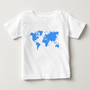 T-shirt Mapa Mundial - Azul Bebê