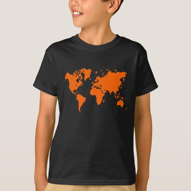 T-shirt Mapa Mundial - Laranja (Frente)