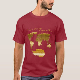 T-shirt Mapa Mundial Texturizado e com efeito Metálico w A