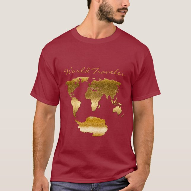 T-shirt Mapa Mundial Texturizado e com efeito Metálico w A (Frente)