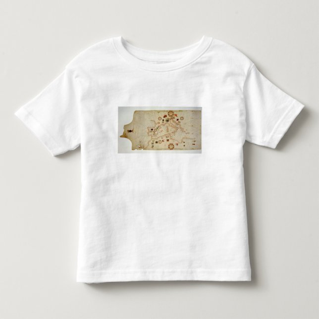 T-shirt Mapa náutico diminuto do Mediterranea central (Frente)