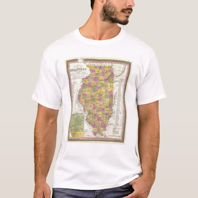 T-shirt Mapa novo de Illinois (Frente)