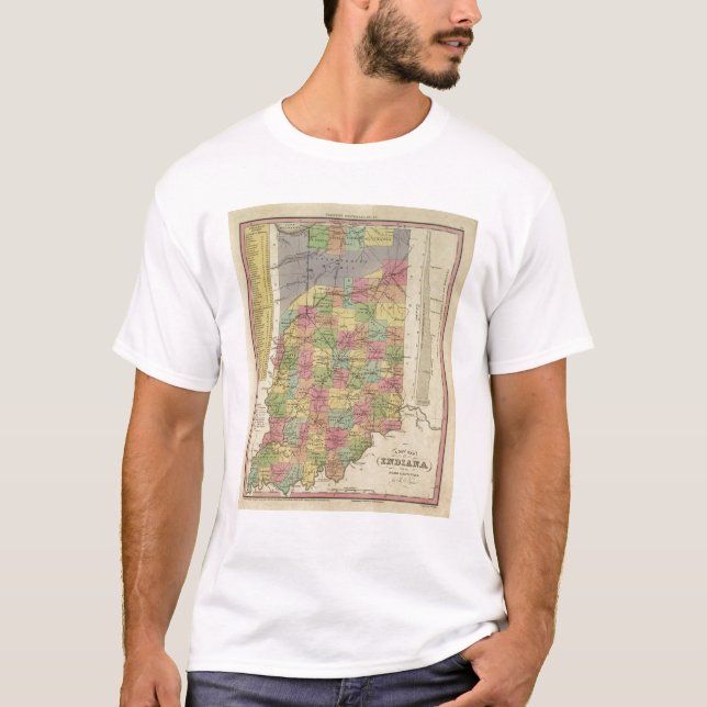 T-shirt Mapa novo de Indiana (Frente)