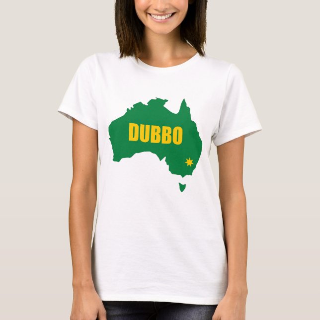 T-shirt Mapa verde e Dourado de Dubbo (Frente)