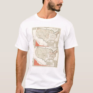 T-shirt Mapas litografados de duas cores dos Estados