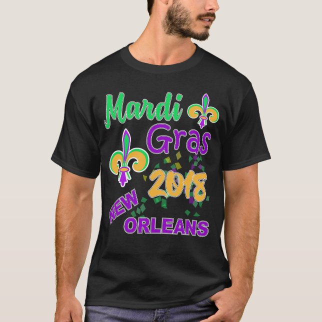 T-shirt Mardi Gras Fat Terça-feira, 2018 Celebração (Frente)