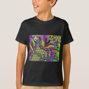T-shirt Mardi Gras Feather Máscaras Psicodélicas Oferece R
