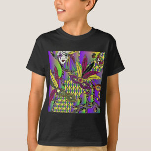 T-shirt Mardi Gras Feather Máscaras Psicodélicas Oferece R
