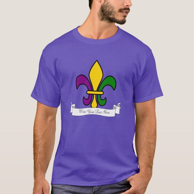 T-shirt Mardi Gras fleur-de-lys personalizado (Frente)
