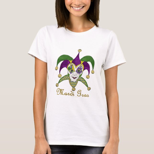 T-shirt Mardi Gras Jesters Mask colorido (Frente)