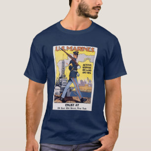 T-shirt Marines dos EUA - Poster da Primeira Guerra Mundia