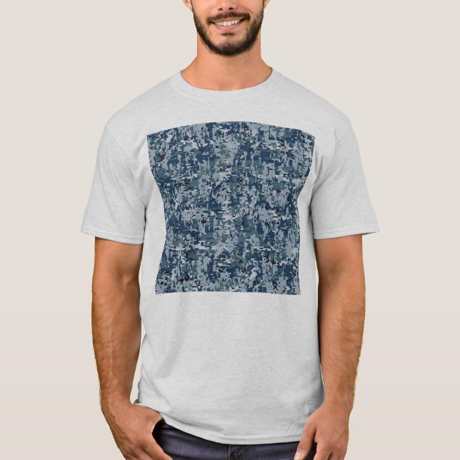 T-shirt Marinho Blue Digital Camouflage Decor (Frente)