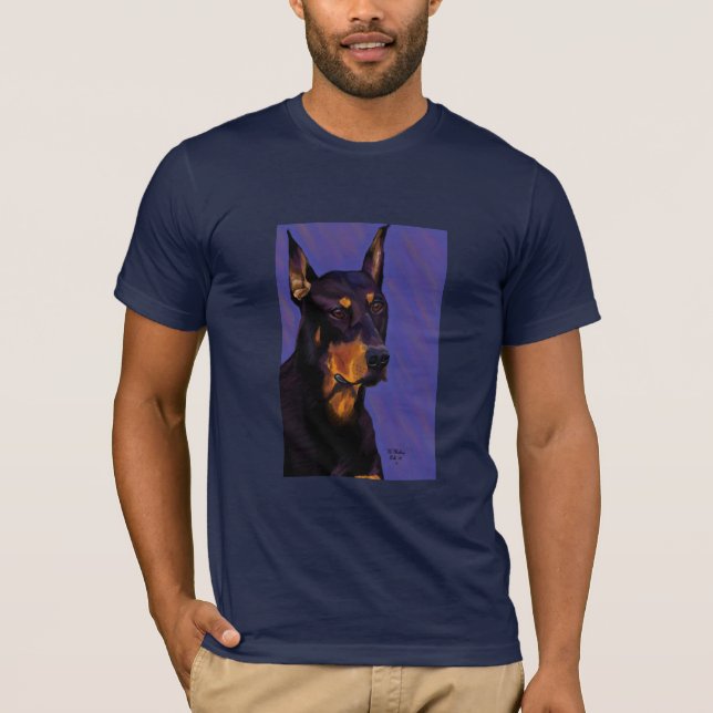 T-shirt Marinho do T do AA do Doberman (Frente)