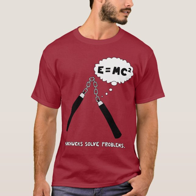 T-shirt marrom de Nunchucks (Frente)