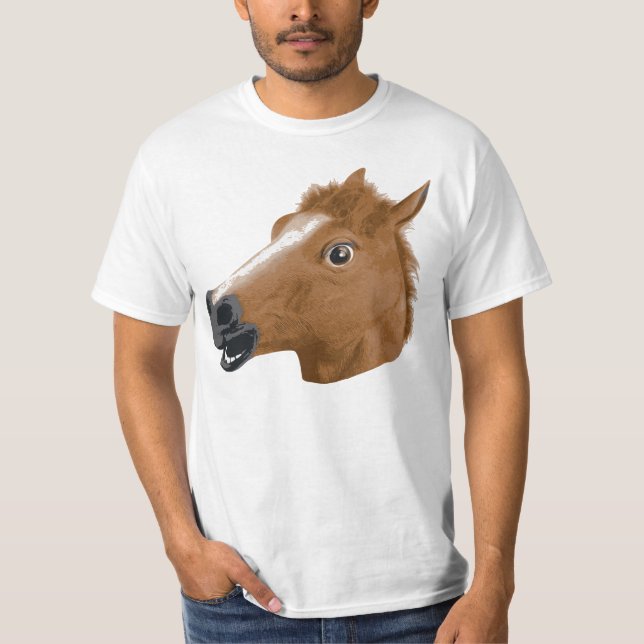 T-shirt Máscara assustador da cabeça de cavalo (Frente)