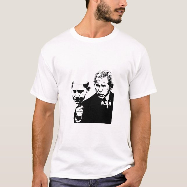 T-shirt máscara de obama do arbusto pequena (Frente)