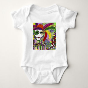 T-shirt Máscara de pena de Mardi Gras Psicodélica