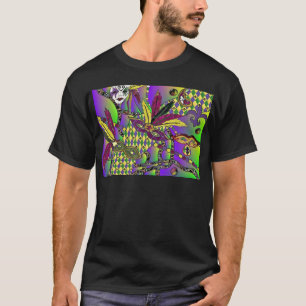 T-shirt Máscaras de Penas do Mardi Gras Psicodélico Presen
