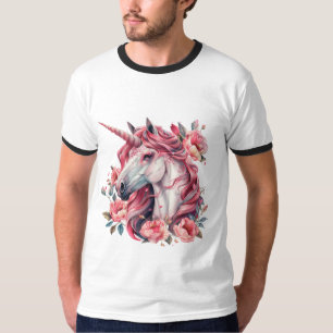 T-shirt masculina com um unicórnio.
