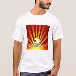 T-shirt masculina, confirmação, pomba em vermelho