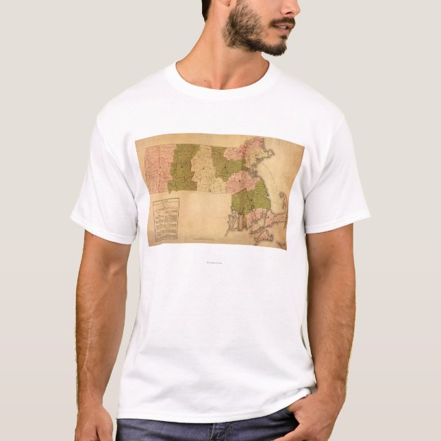 T-shirt MassachusettsPanoramic MapMassachusetts (Frente)