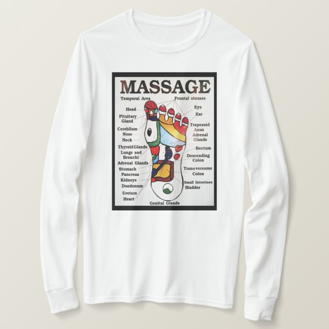 T-shirt Massagem de Pé Tailandesa ~ Mapa de Reflexologia (Frente do Design)