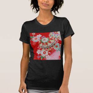 T-shirt Matéria têxtil japonesa do QUIMONO, teste padrã
