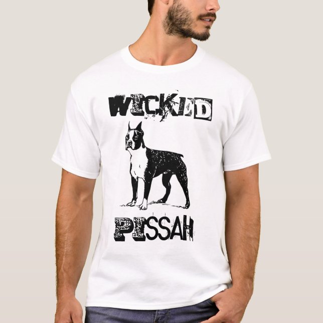 T-shirt mau de Pissah Boston Terrier (Frente)