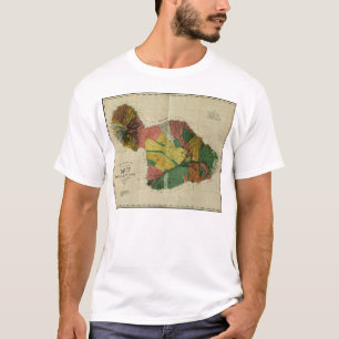T-shirt Maui, 1885, mapa de Havaí do vintage