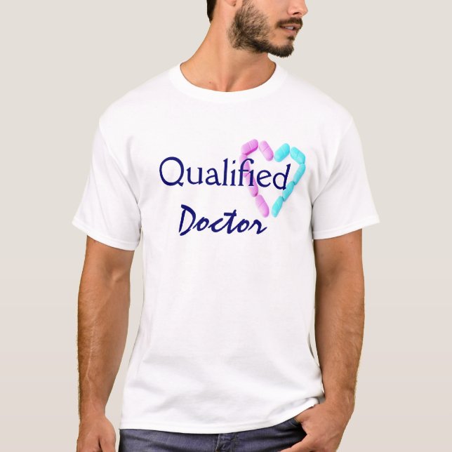 T-shirt Médico Qualificado Em Azul Sujo (Frente)