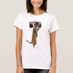 T-shirt Meerkat com Boom Box Ghetto Blaster 2