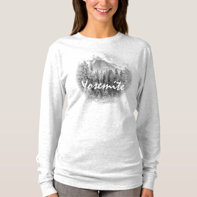 T-shirt Meia centelha de Yosemite no inverno com texto Yos (Frente)