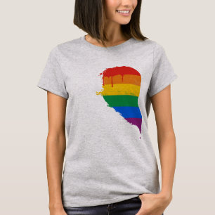 T-SHIRT MEIO CORAÇÃO DO ARCO-ÍRIS DEIXADO - .PNG
