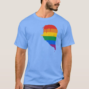 T-SHIRT MEIO CORAÇÃO DO ARCO-ÍRIS DEIXADO - .PNG